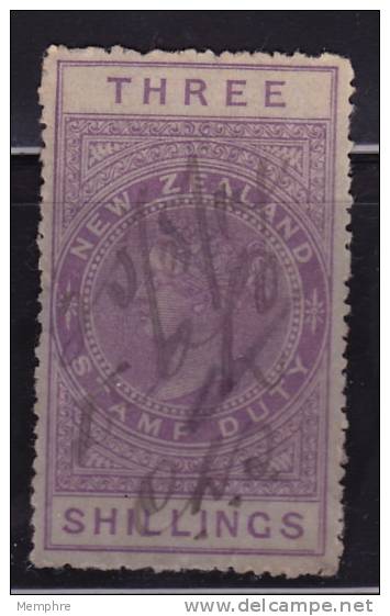 New Zealand  Postal Fical   3 Shilings 1903-15 - Postal Fiscal Stamps