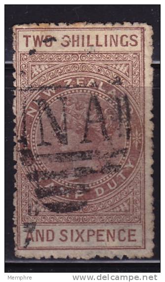 New Zealand  Postal Fical   2/6 Shilings 1882  Beautiful Cancel - Fiscaux-postaux