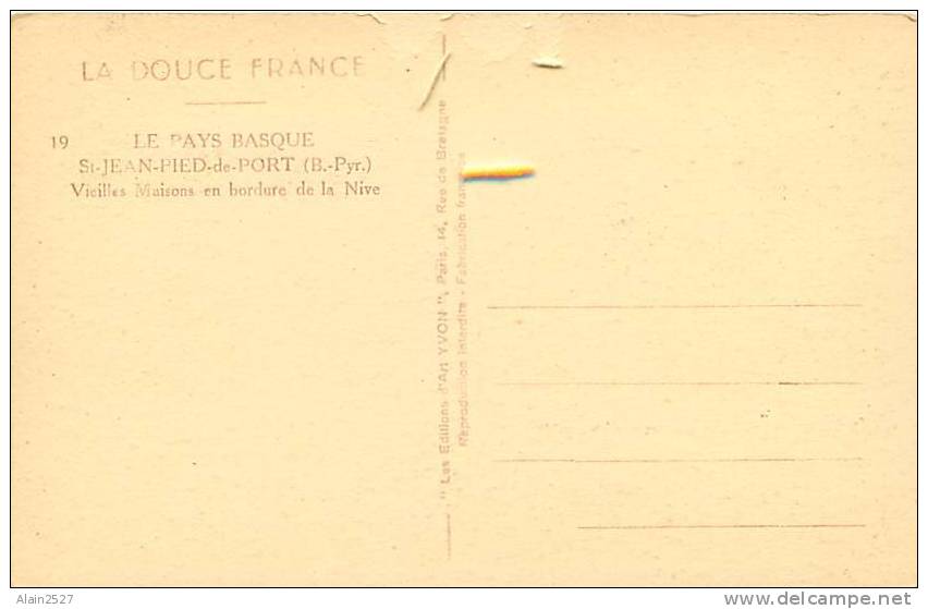 64 - SAINT-JEAN-PIED-de-PORT - Vieilles Maisons En Bordure De La Nive (Yvon, N° 19) - Saint Jean Pied De Port