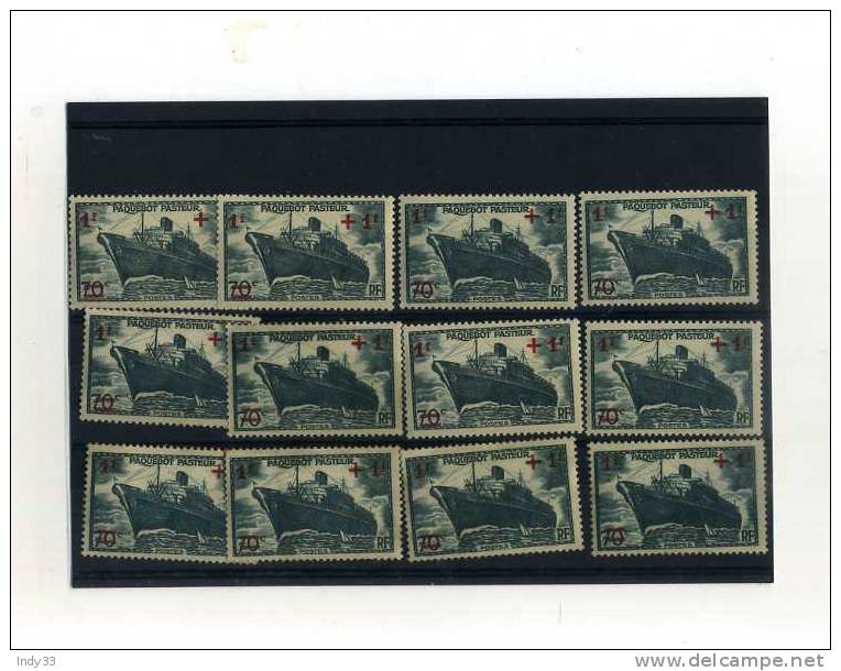 -  FRANCE 1941/44 . VARIANTES DU PAQUEBOT PASTEUR SURCHARGE . Y&T N°502 - Unused Stamps