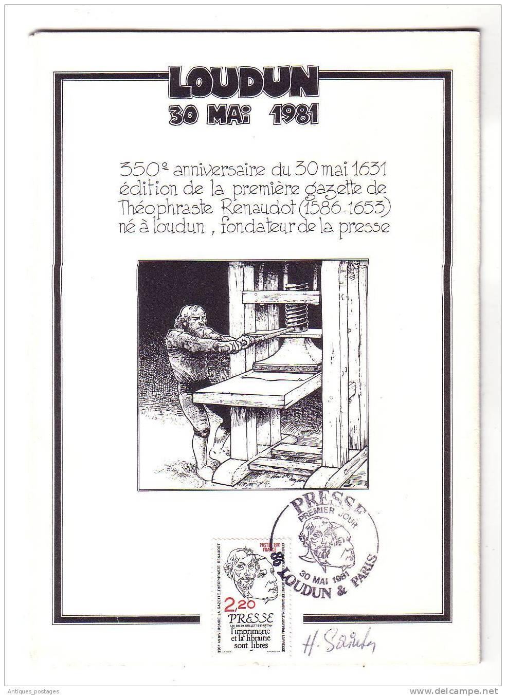 Premier Jour Loudun Gazette Théophraste Renaudot 1981 Presse - 1980-1989