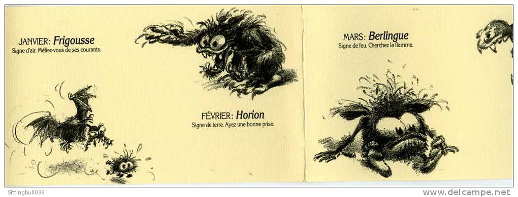 FRANQUIN - DELPORTE. L'HORRORSCOPE 1989. TRES RARE CARTE DE VOEUX  DES EDITIONS DUPUIS, SOUS FORME DE DEPLIANT. - Postcards