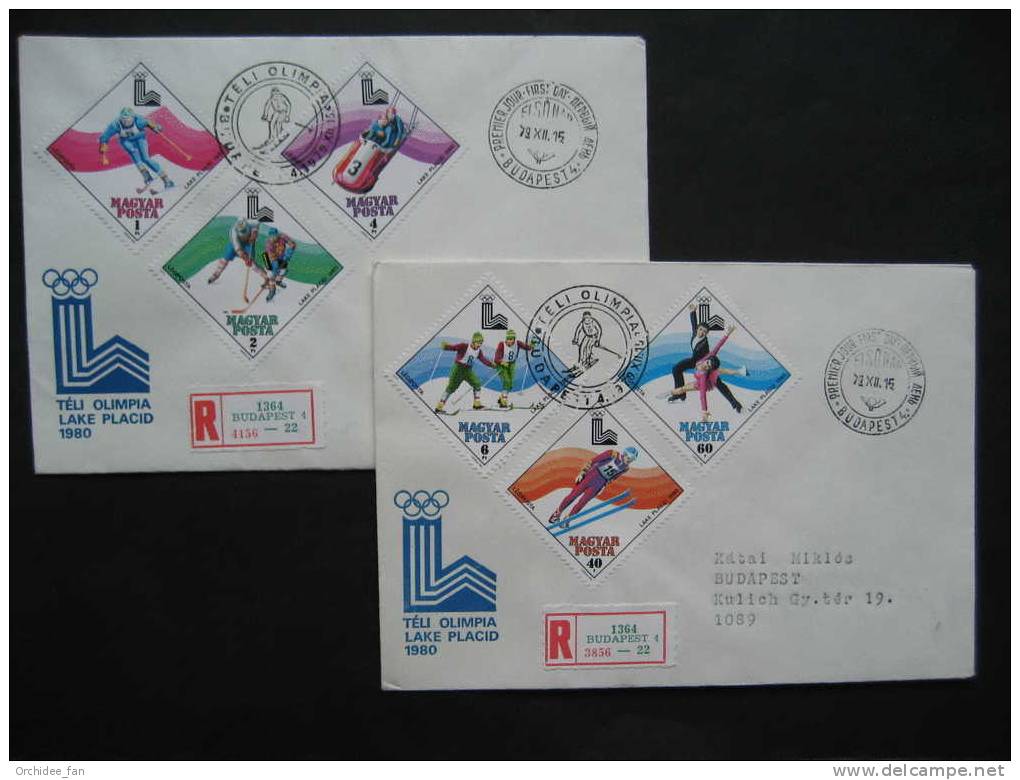 Ungarn 1979 Olympische Winterspiele Lake Placid 1980 Mi 3390A-3395A FDC`s - Invierno 1980: Lake Placid