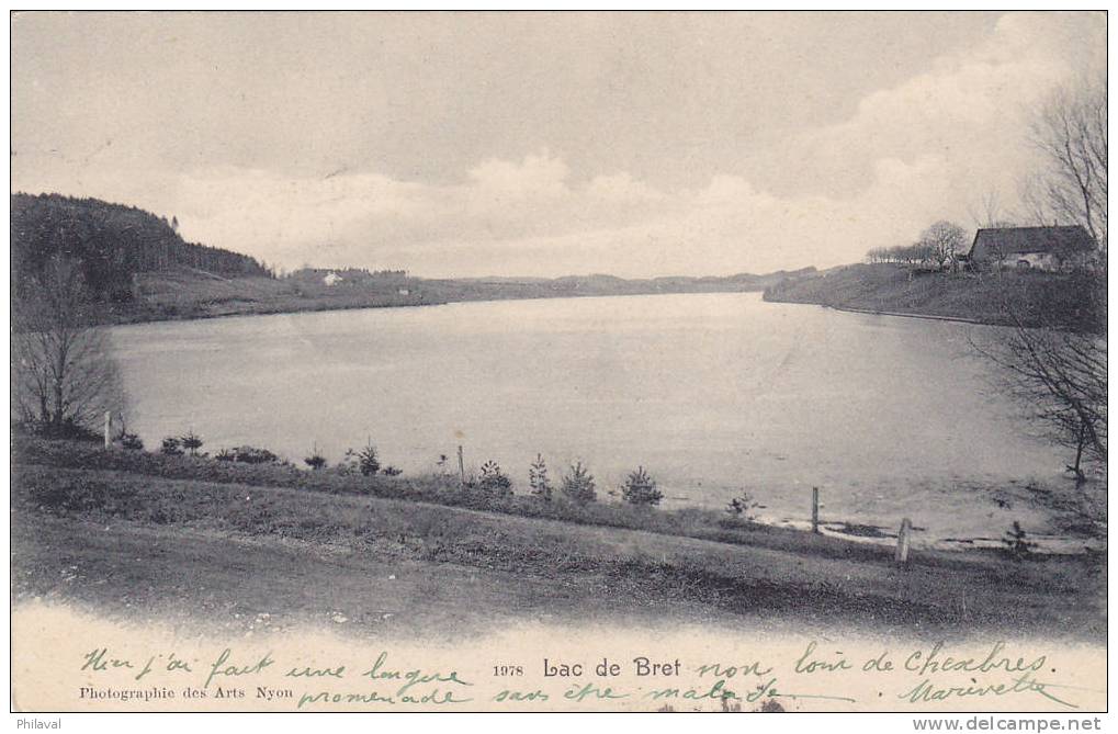 Lac De Bret : Oblitérée Grandvaux Le 16.VIII.1905 - Grandvaux