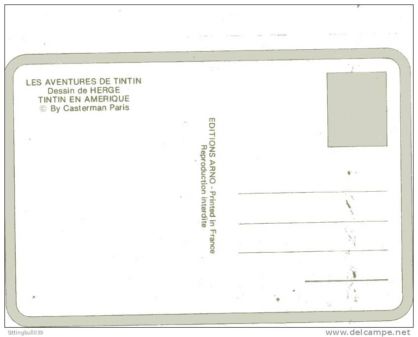 TINTIN EN AMERIQUE. DESSIN DE HERGE. CP DES EDITIONS ARNO. SD. 1980 - Cartes Postales