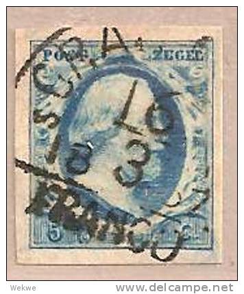 Nl Mi.Nr.001d/ - NIEDERLANDE - Willem 1852  (grünblau) O Luxus - Gebruikt