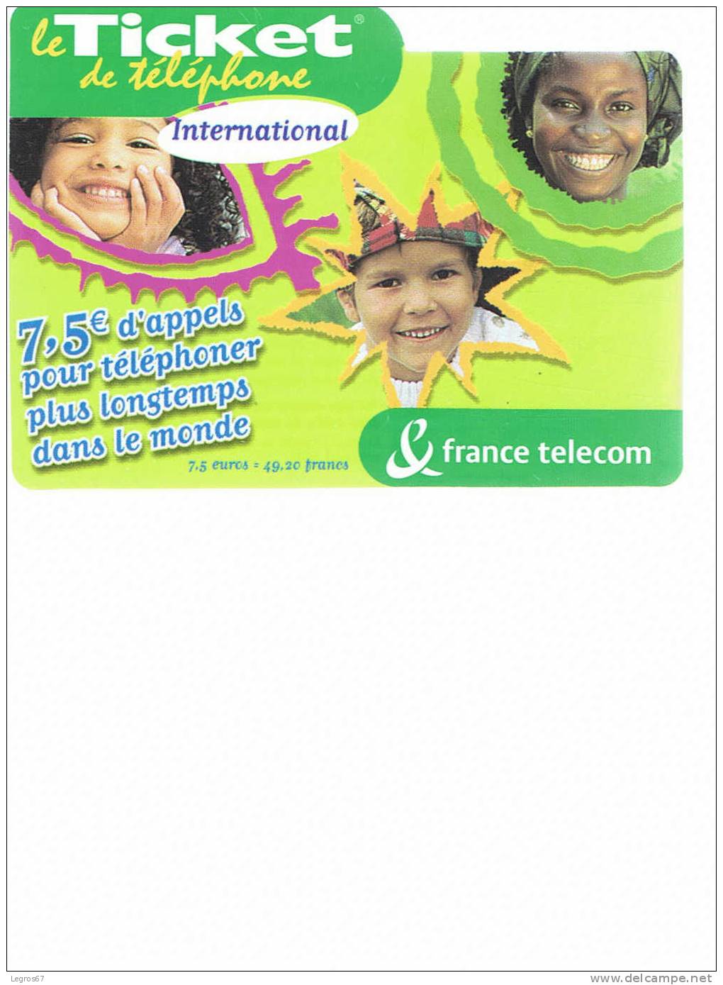 TICKET TELEPHONE 7.5 € - 31/08/2004 - Billetes FT