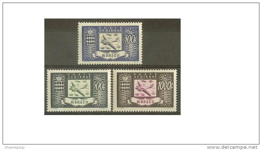 Monaco PA N° 42/44, Série Complète, Neufs Sans Charnière, TTB - Poste Aérienne