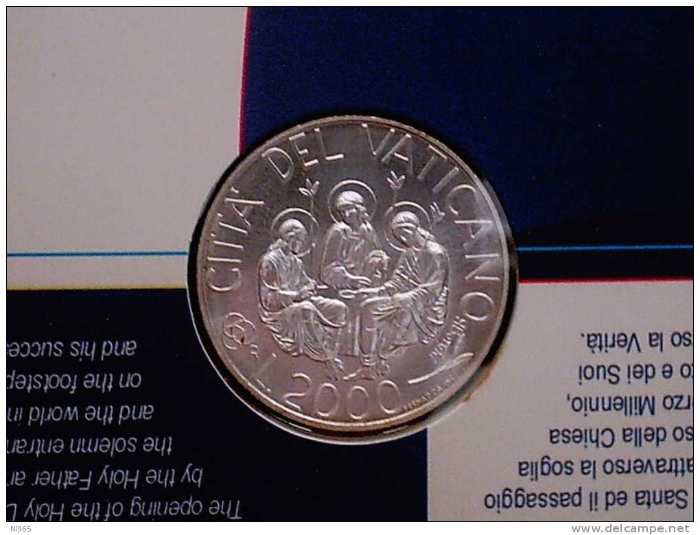 VATICANO VATIKAN - PAPA GIOVANNI PAOLO II  ANNO 2000 LIRE 2000 IN  ARGENTO - VERSO L' ANNO SANTO - Vatikan