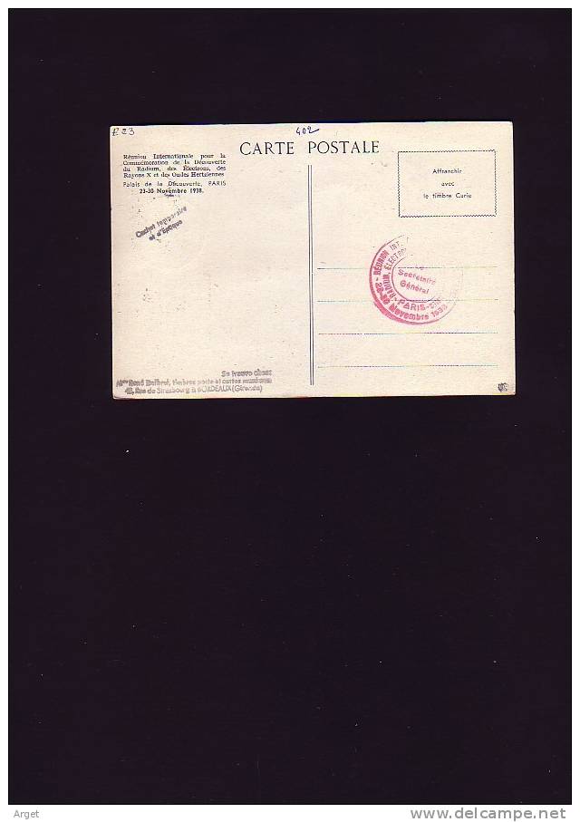 Carte-Maximum France N°Yvert 402, Pierre Et Marie Curie, Obl Daguin 1938 Découverte Du Radium - 1930-1939