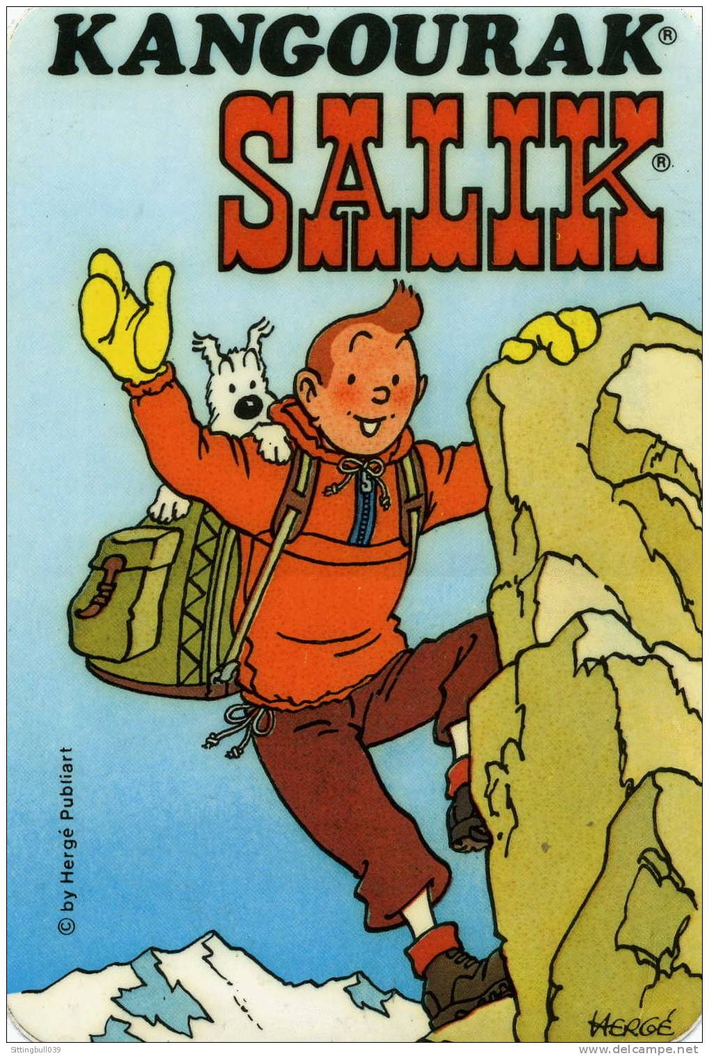 TINTIN. RARE AUTOCOLLANT PUB POUR KANGOURAK SALIK. SD (Années 1970). Hergé Publiart - Aufkleber