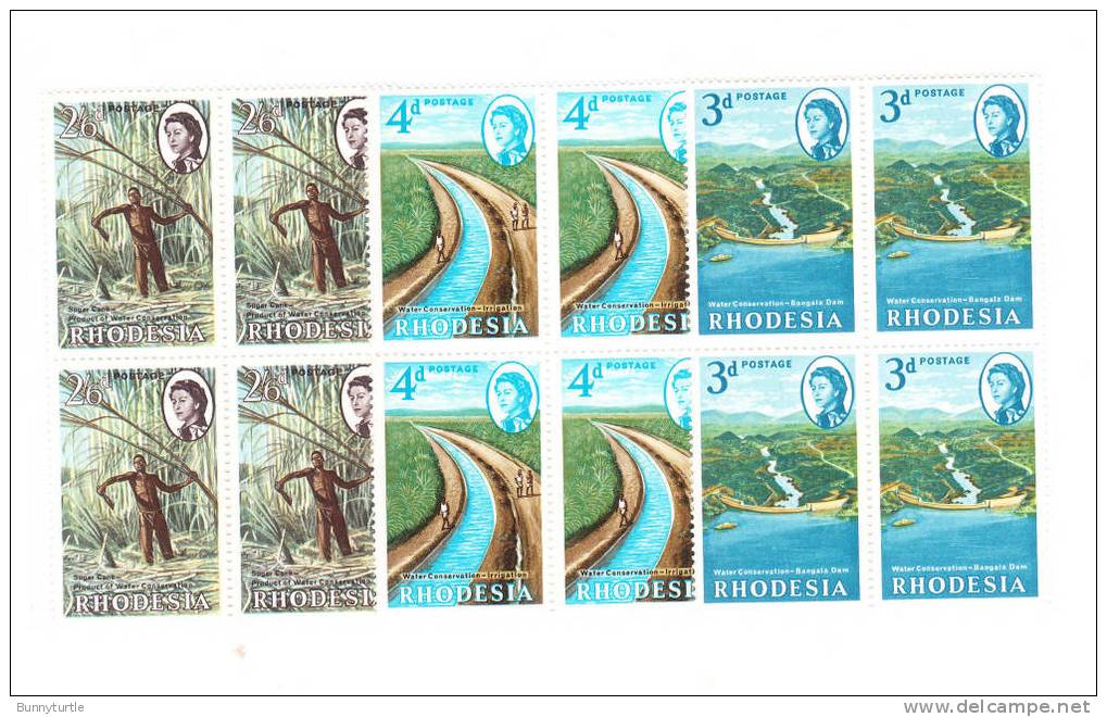Rhodesia 1965 Conservation Week Of Natural Resource Water Dam Blk Of 4 MNH - Rhodesia (1964-1980)