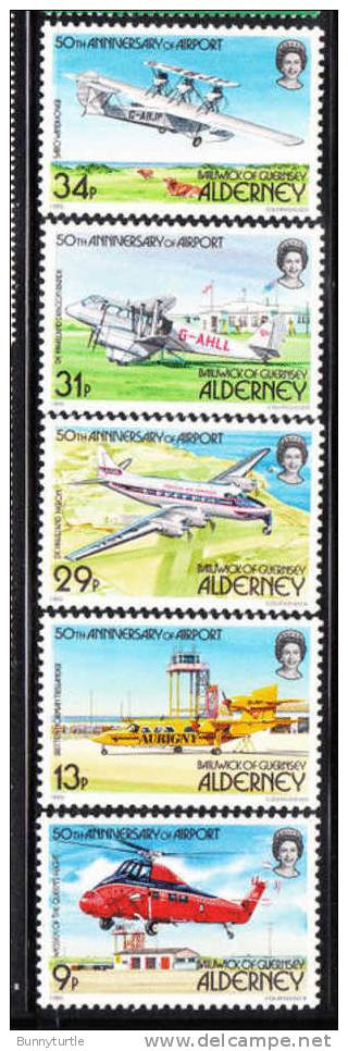 Alderney 1985 Airport Aircraft Helicopter MNH - Alderney