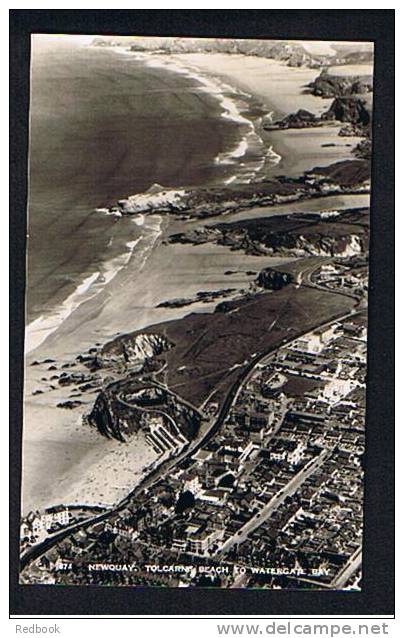 Aerial Real Photo Postcard Newquay - Tolcarne Beach To Watergate Bay Cornwall - Ref 439 - Newquay