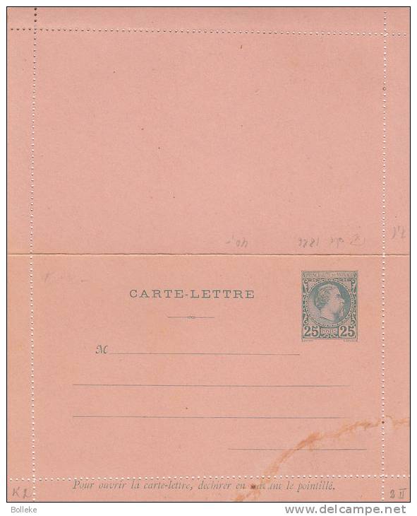 Monaco  -  Carte Lettre De 1886  - Entier Postal -  Valeur 40 Euro - Entiers Postaux