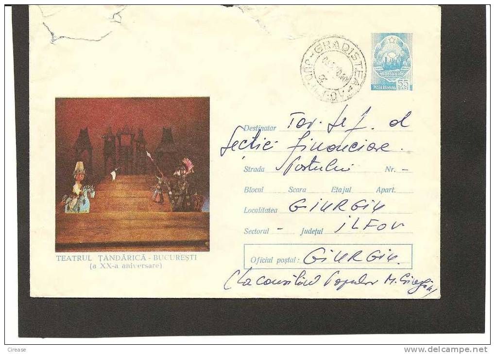 ROMANIA Enveloppe / Cover Cod 443 / 69 THEATRE DE MARIONNETTES TANDARICA - Theater