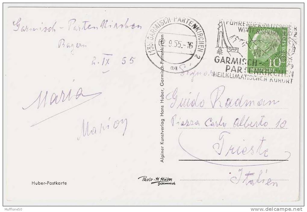 Germania 1955. Cartolina   Bibsee Gegen Waxsenstein U. Zugspitze. - Aalen
