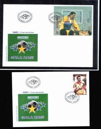 Romania 2001 Bloocklet  With Football HAGI X2 FDC And Sheet Imperforated + Stamps,MNH,OG. - Libretti