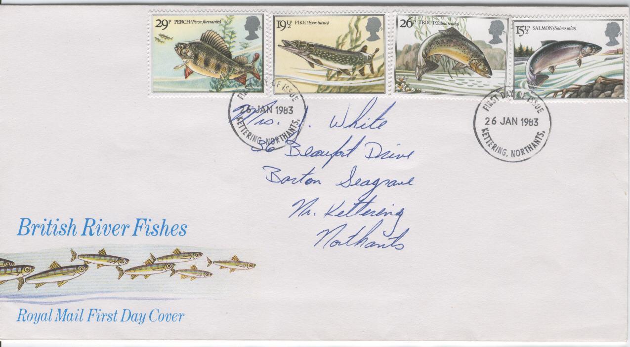 GB - FDC British River Fishes 1207/1210**(S-G)  Perche, Brochet, Truite Et Saumon. - 1981-1990 Em. Décimales