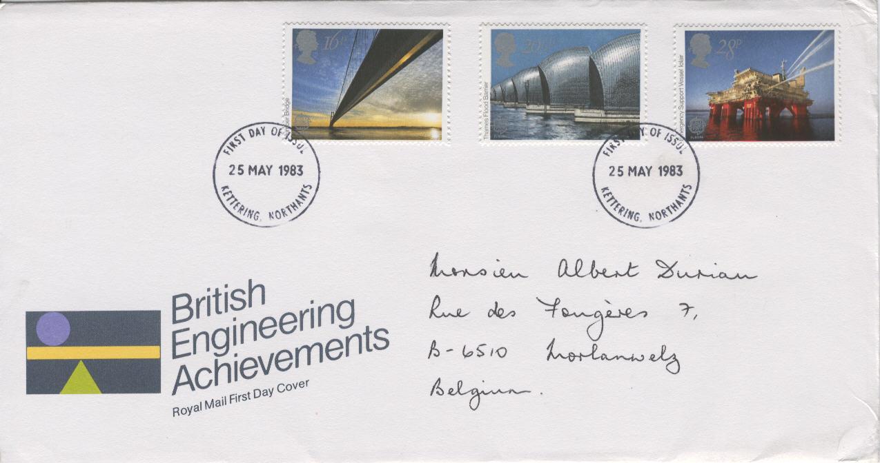 GB - FDC 1215/1217 [S-G]  Europa 1983 : Réalisations Techniques Britanniques. - 1981-1990 Decimal Issues