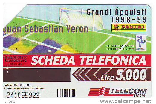 ITALIE PANINI JUAN SEBASTIAN VERON 5000 LIRE ETAT COURANT - Public Advertising