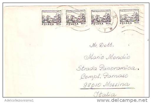 26673)lettera Polacca Con 4x150zt Verso Messina + Annullo - Covers & Documents