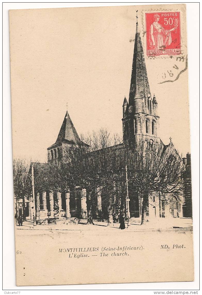 Montivilliers (76) : L'église En 1936 (animée). - Montivilliers