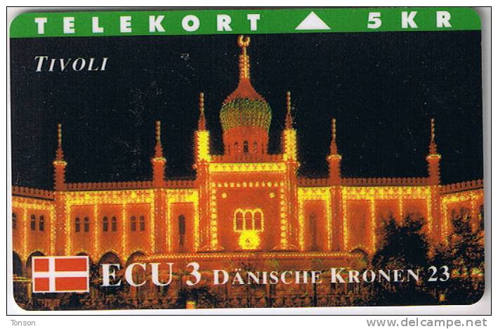 Denmark, TP 028A, ECU-Denmark, Tivoli, Mint, Only 4000 Issued. - Dinamarca