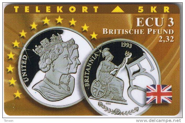 Denmark, TP 049A, ECU-United Kingdom, Mint, Only 2000 Issued, Coins. - Denmark