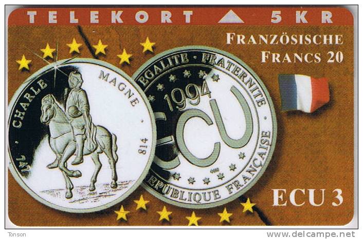 Denmark, TP 050B, ECU-France, Mint, Only 2500 Issued, Coins. - Denmark
