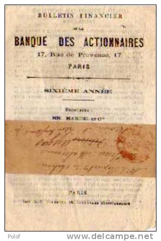 Bulletin Financier De La Banque Des Actionnaires 1871(4598) - Banken