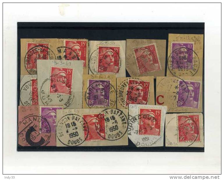 - FRANCE 1945/54 . MARIANNE DE GANDON SUR FRAGMENTS - 1945-54 Marianna Di Gandon