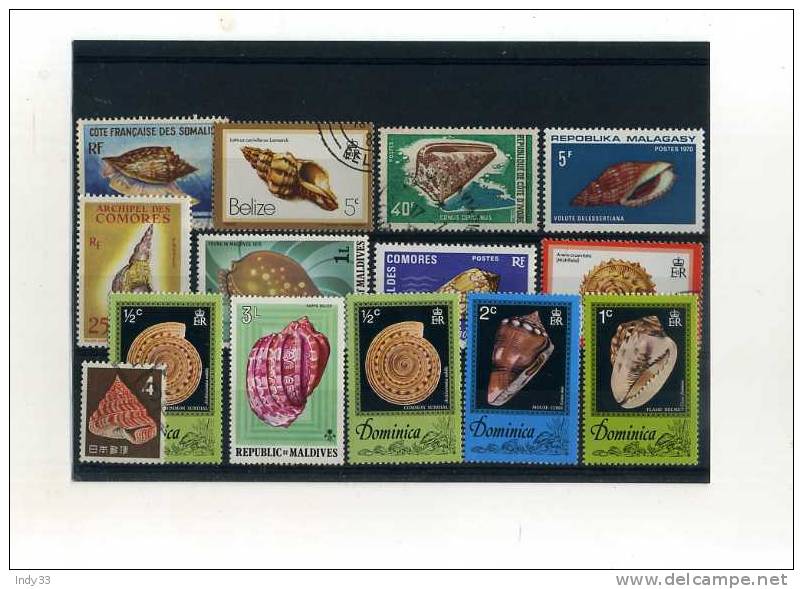 - ENSEMBLE DE TIMBRES SUR LES COQUILLAGES . PAYS DIVERS - Coneshells