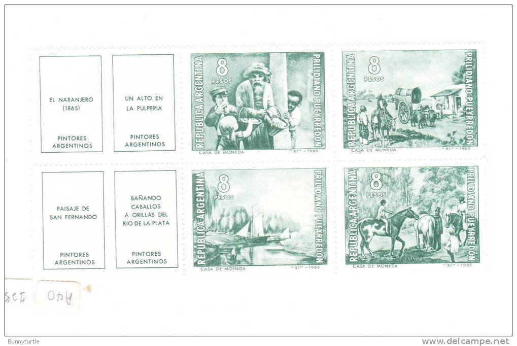 Argentina 1966 Prilidiano Pueyrredon Painter Blk Of 4 MNH - Unused Stamps