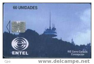 # CHILE 6 Telecommunication Tower R/E Cerro Caracol Concepcion 60 Sc7   Tres Bon Etat - Cile