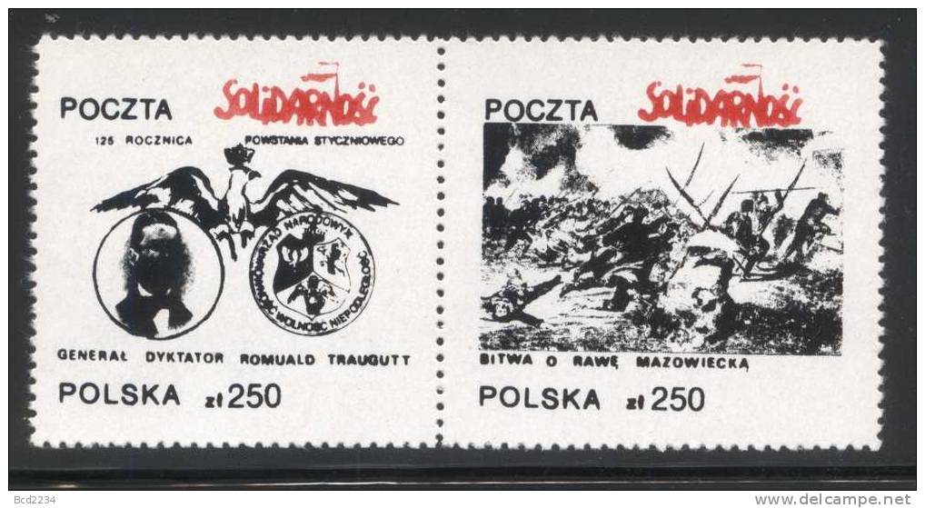 POLAND SOLIDARITY (POCZTA SOLIDARNOSC) 1988 125TH ANNIV OF JANUARY INSURRRECTION ROMUALD TRAUGUTT BATTLE(SOLID0340/0272) - Solidarnosc Labels