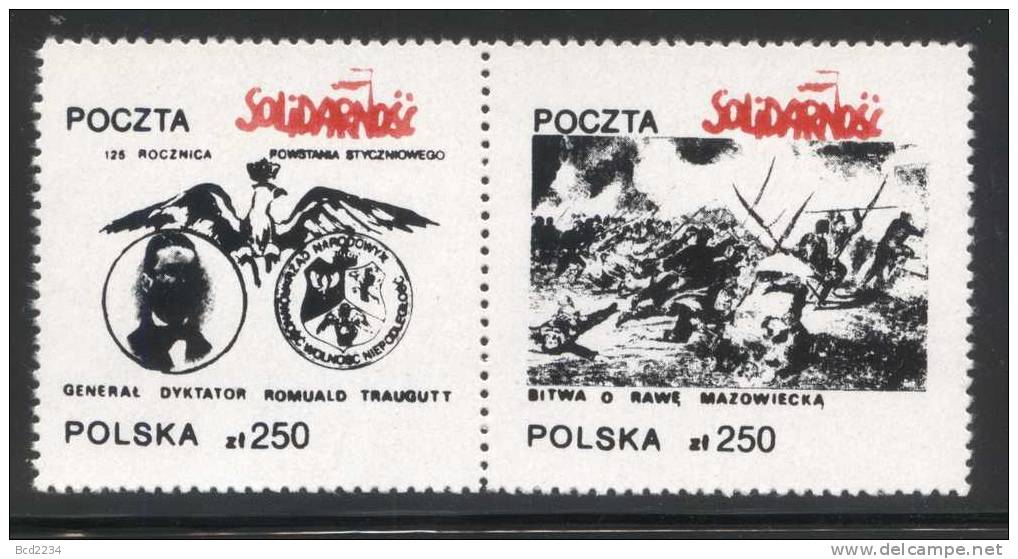 POLAND SOLIDARITY (POCZTA SOLIDARNOSC) 1988 125TH ANNIV OF JANUARY INSURRRECTION ROMUALD TRAUGUTT BATTLE(SOLID0340/0272) - Solidarnosc-Vignetten