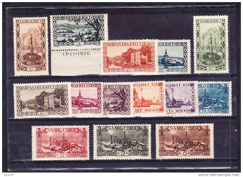 SARRE  Série Complète 107 à 120   14 Valeurs  Neufs Charnières - Unused Stamps