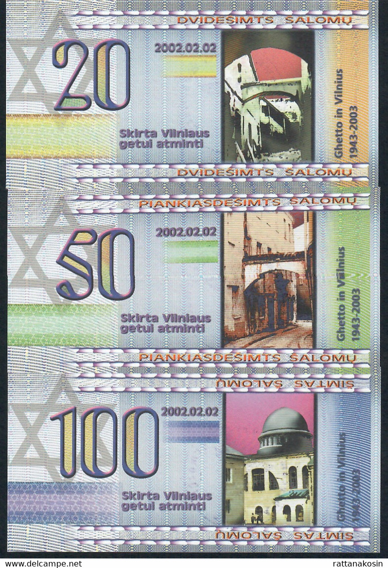 LITUANIE NLP 1,2,5,20,50,100 SALOMU 2002.02.02 ALL  Low Numbers  SERIE 000795  VILNIUS GHETTO - Lituania