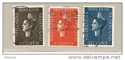 Nl Mi.Nr.318-20/ - NIEDERLANDE - Regierungsjubiläum 1938 O - Oblitérés