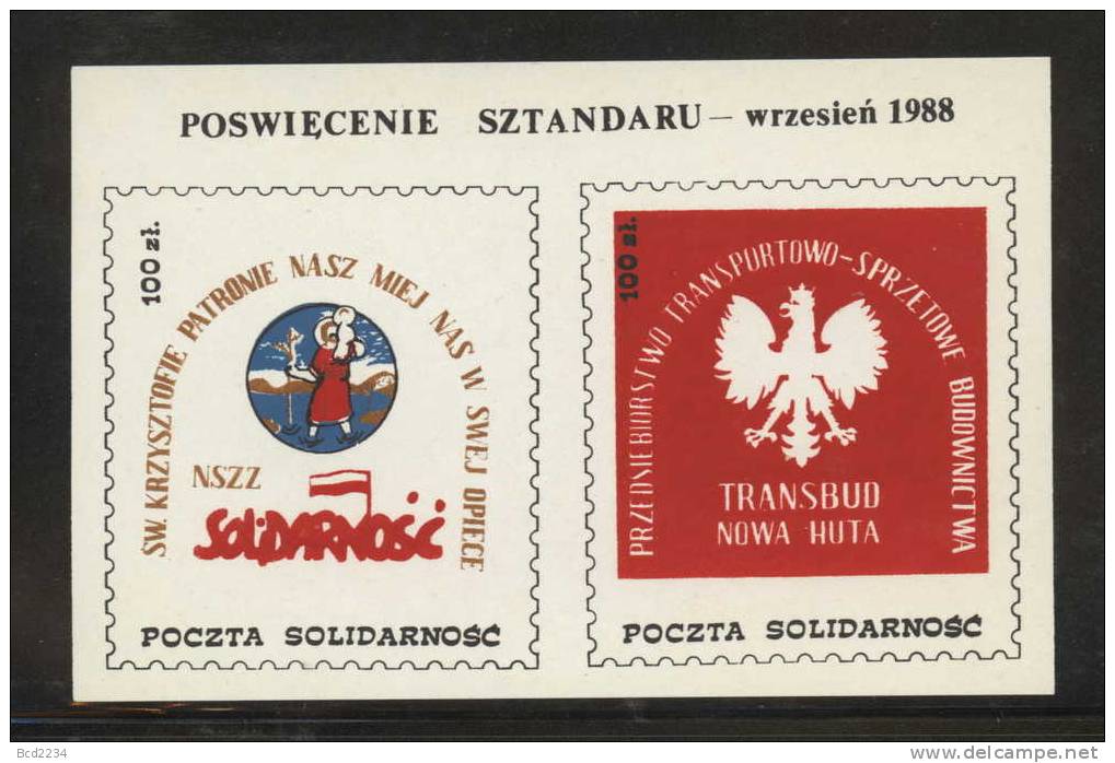 POLAND SOLIDARITY (POCZTA SOLIDARNOSC) 1988 BLESSING OF TRANSBUD STANDARD MS SAINT ST CHRSTOPHER (SOLID1241/0878) - Vignettes Solidarnosc