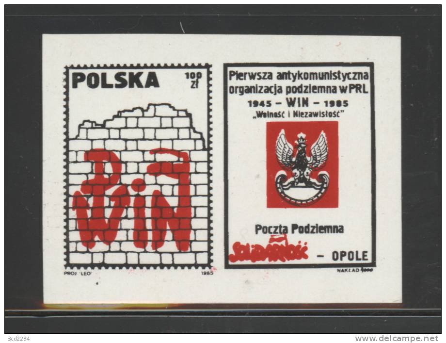 POLAND SOLIDARITY (POCZTA PODZIEMNA SOLIDARNOSC) 1985 OPOLE PWIN PAIR (SOLID0732/0606) - Vignettes Solidarnosc