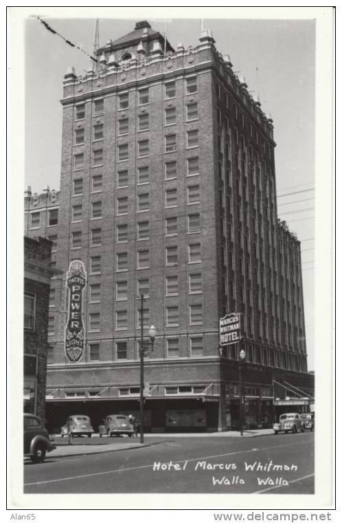 Walla Walla WA, Marcus Whitman Hotel On 1940s Vintage Real Photo Postcard - Other & Unclassified