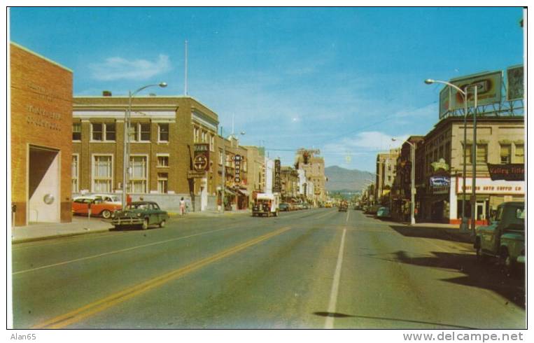 Wenatchee WA 1950s Street Scene On Postcard, Autos Trucks Business Signs, Wrigley Gum Billboard - Other & Unclassified