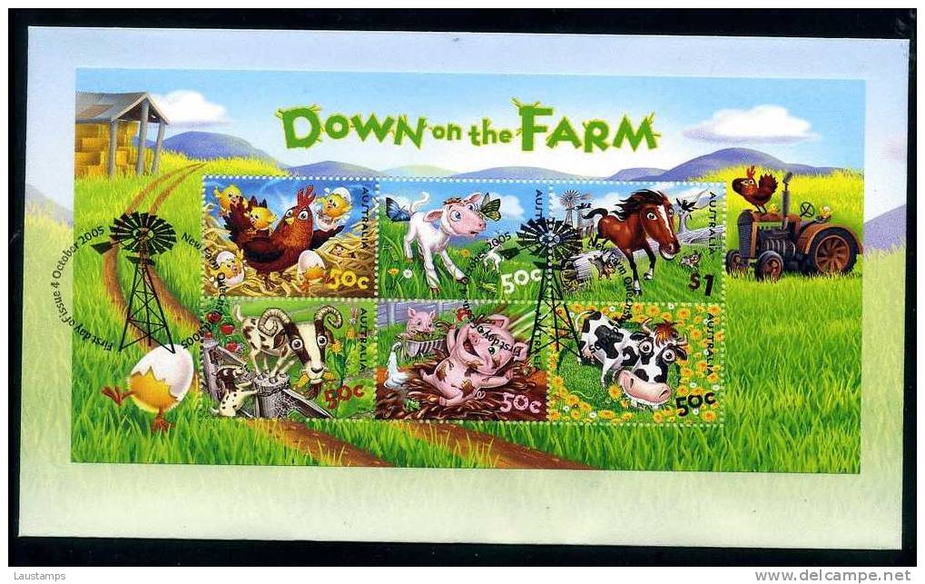 Australia 2005 Down On The Farm S/S FDC - Primo Giorno D'emissione (FDC)