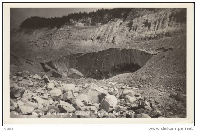 Nisqually Glacier, Mt. Rainier National Park On C1930s/40s Vintage Real Photo Postcard - Other & Unclassified