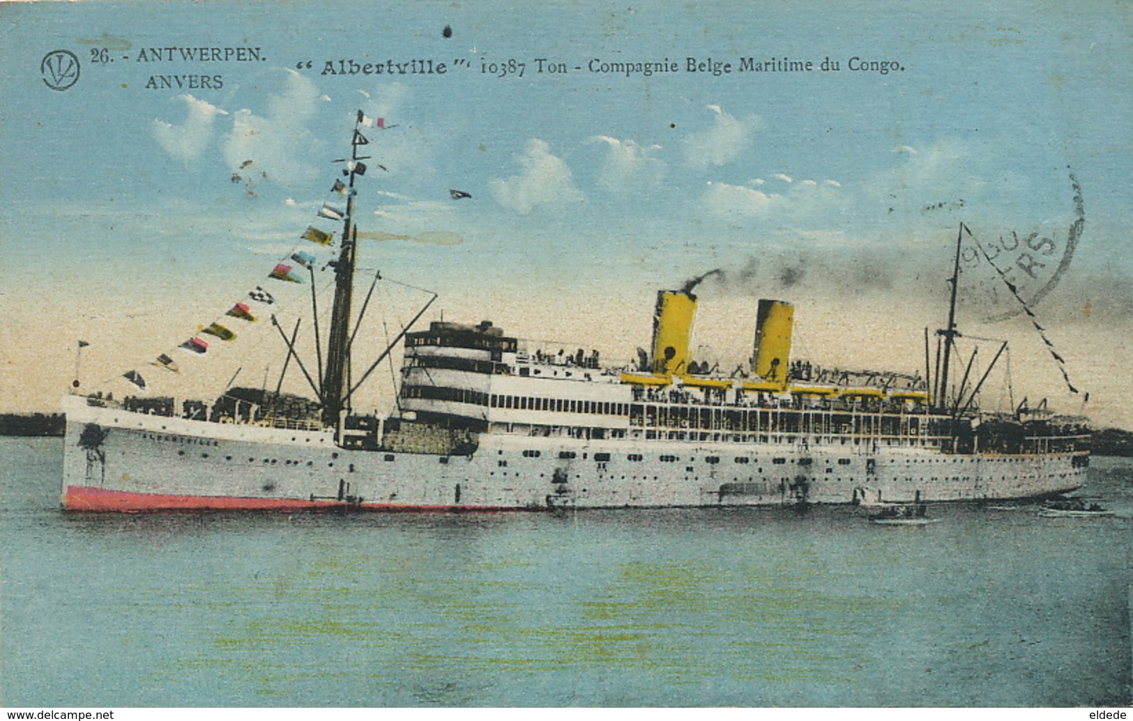 Cie Belge Maritime Du Congo Bateau "Albertville" Anvers Anrwerpen - Congo Belge