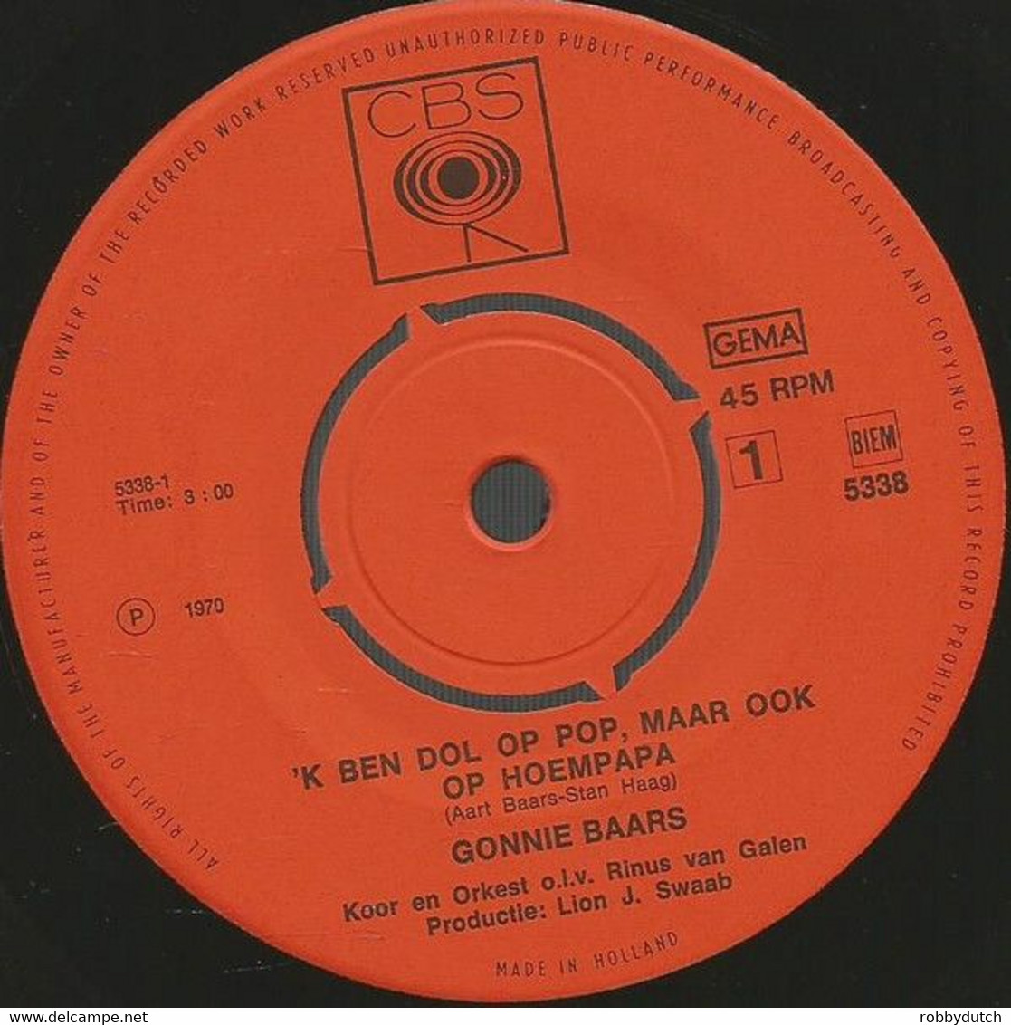 * 7" *  GONNIE BAARS  - 'K BEN DOL OP POP / IN M'N SWIMMING POOL (Holland 1970 Ex-!!!) - Andere - Nederlandstalig