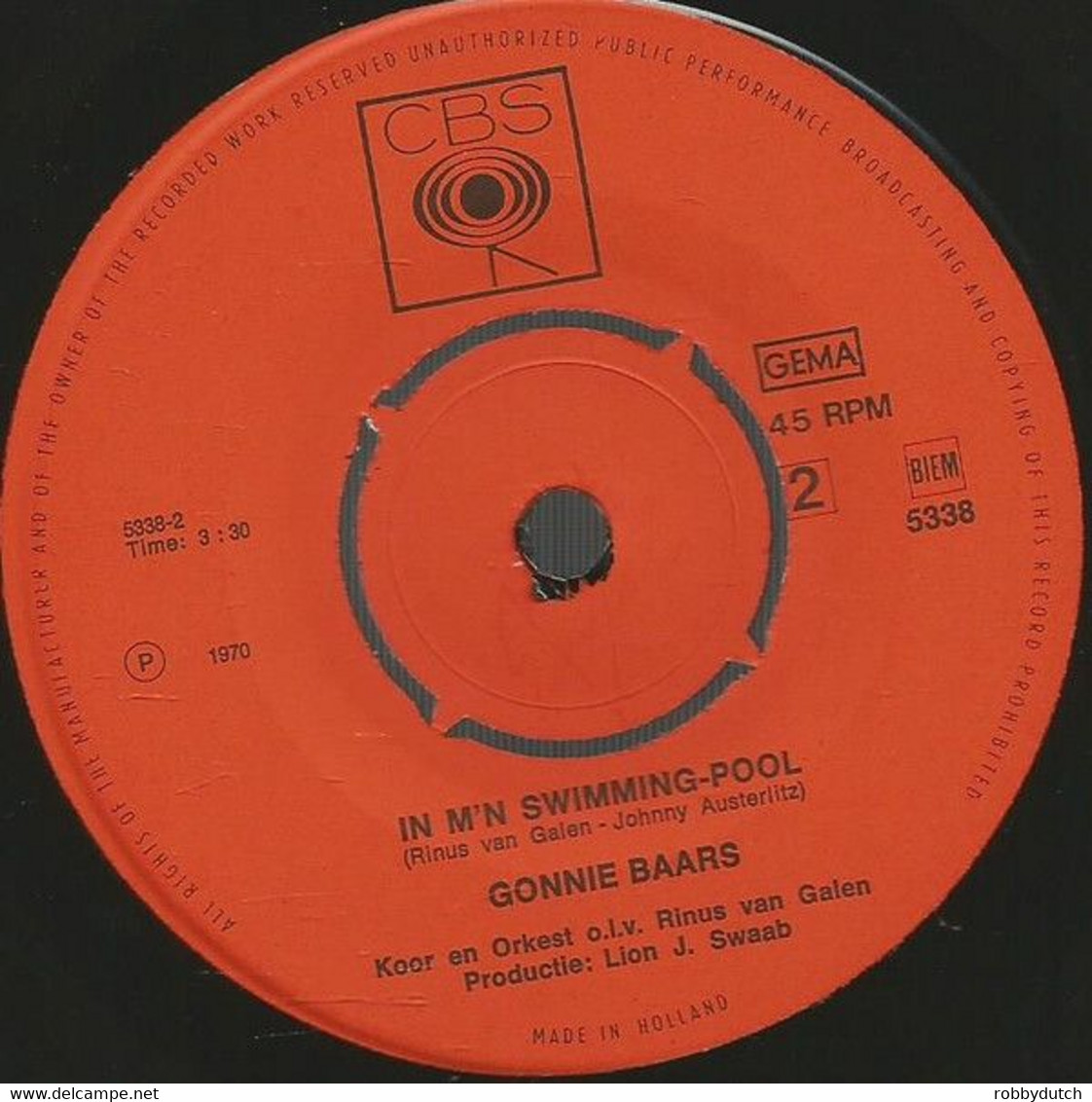 * 7" *  GONNIE BAARS  - 'K BEN DOL OP POP / IN M'N SWIMMING POOL (Holland 1970 Ex-!!!) - Andere - Nederlandstalig