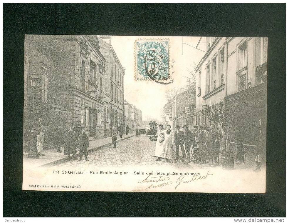 Pré Saint Gervais (93) - Rue Emile Augier Salle Des Fêtes Et Gendarmerie ( Animée BREGER Frères) - Le Pre Saint Gervais